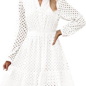 Elegant White Eyelet Dress